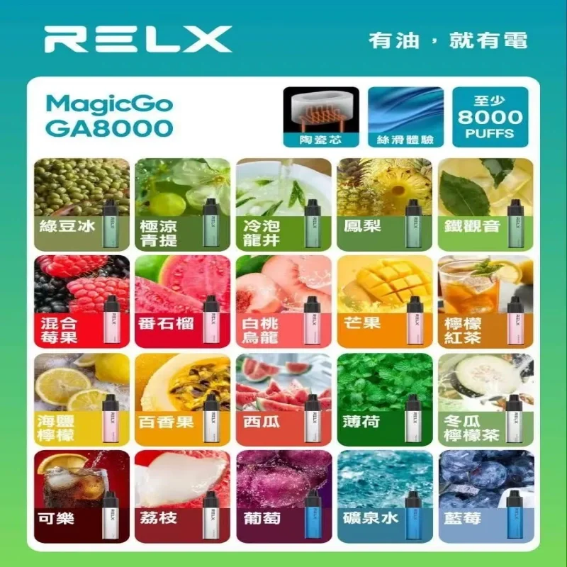 【清涼薄荷】悅刻RELX GA8000拋棄式電子煙|免充電設計・大容量體驗
